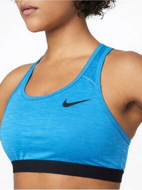 NIKE Dri-FIT Swoosh Sports Bra Blue Black Racerback Sz Small Women’s Activewear